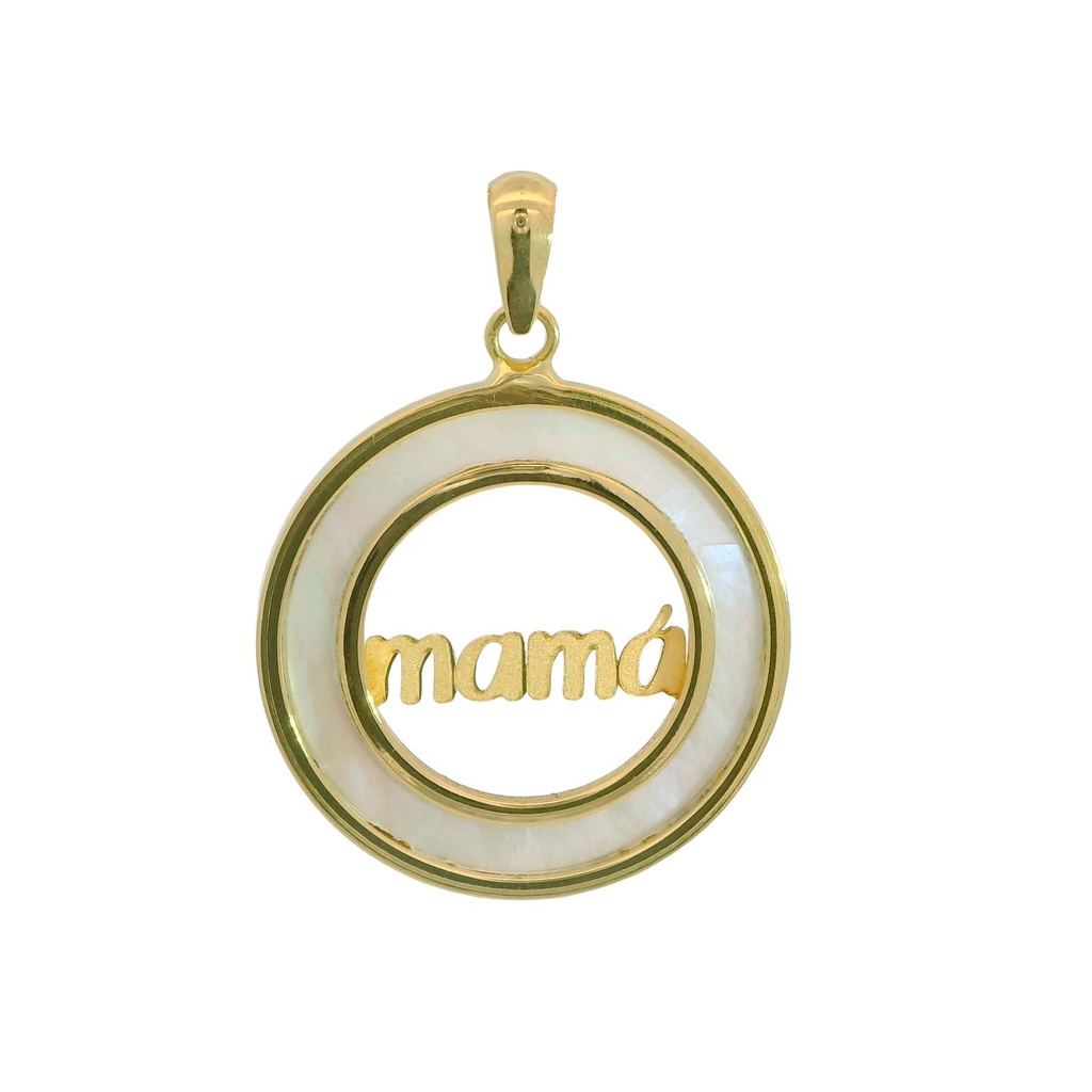 Colgante mama circulo nacar 20mm. oro de 18k