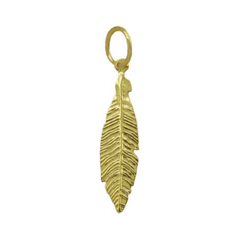Colgante con forma de pluma de 21mm. en oro de 18k