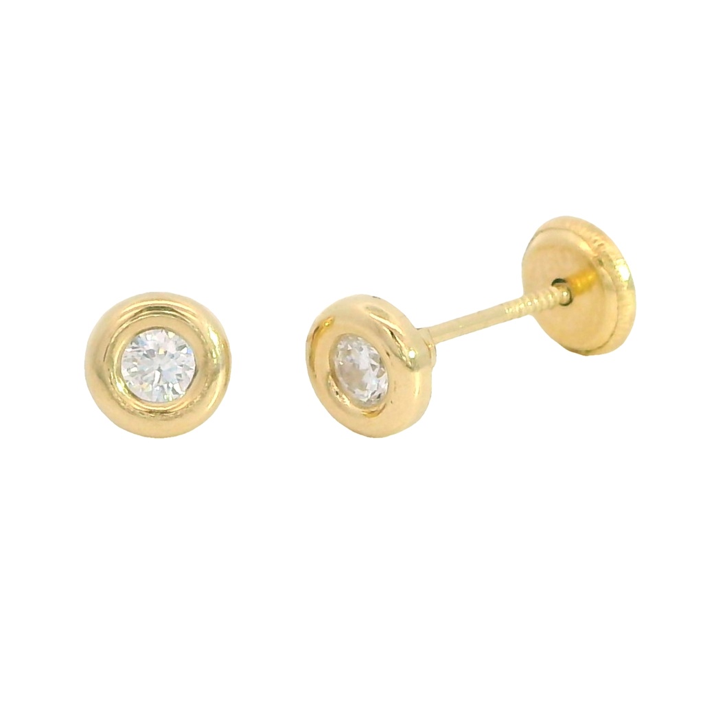 Pendientes chaton con circonita de 2.5mm.en oro de 18k