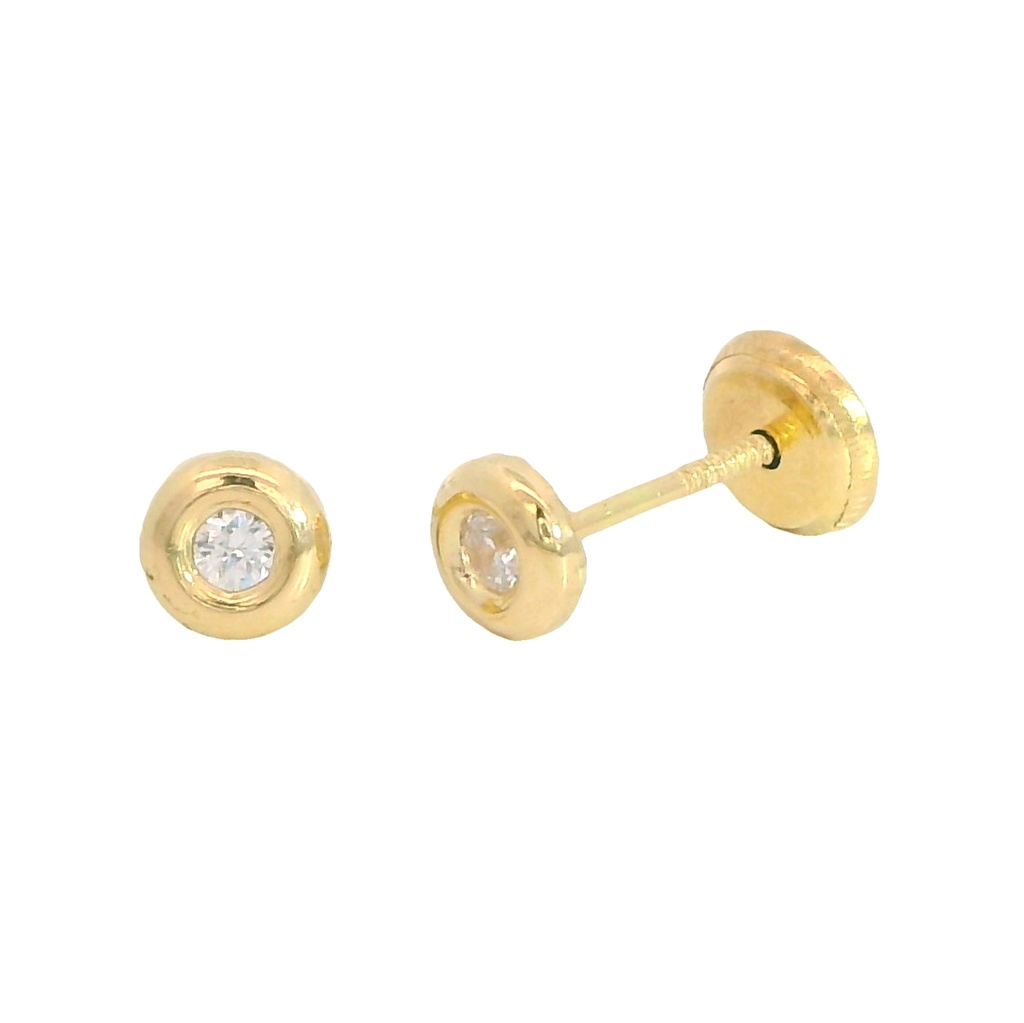 Pendientes chaton de 2mm.con circonita oro 18k