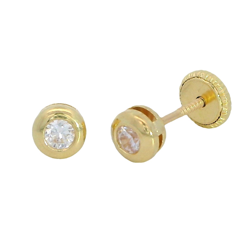 Pendientes chaton con circonita de 2.5mm.en oro de 18k