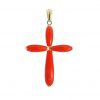 Colgante cruz de coral fino 27x21MM. oro 18k