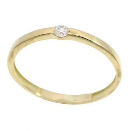 Anillo solitario fino con circonita oro 18k