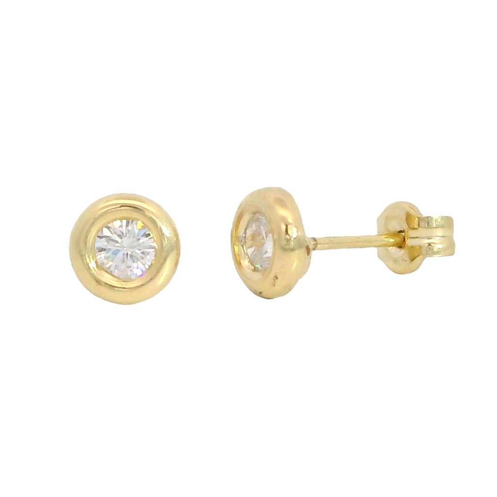 Pendientes chaton de 3mm.con circonita en oro de 18k