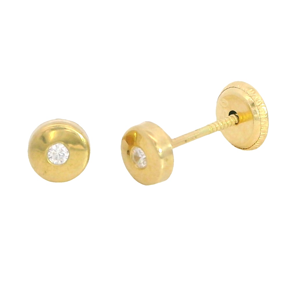 Pendientes redondos con circonitas en oro de 18k