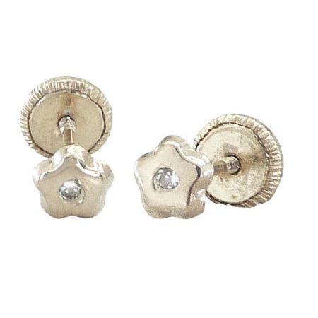 Pendientes flor circonitas oro blanco 18k