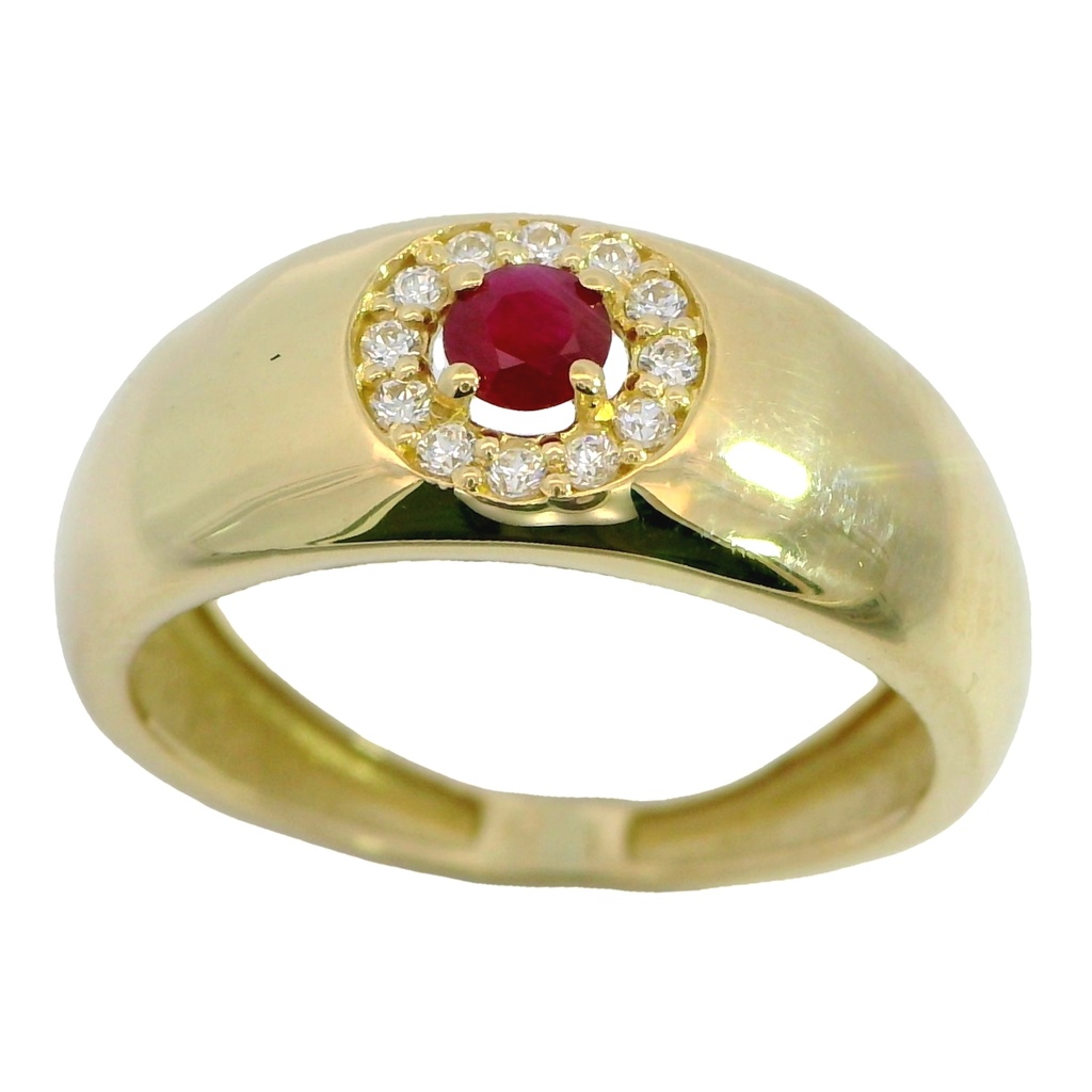Anillo con rubí y circonitas oro 18k