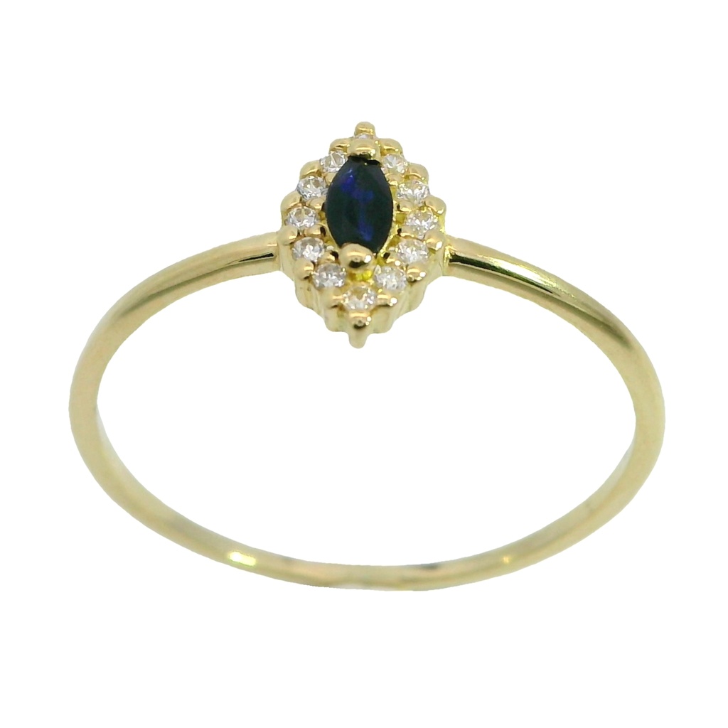 Anillo lanzadera con zafiro en oro 18k