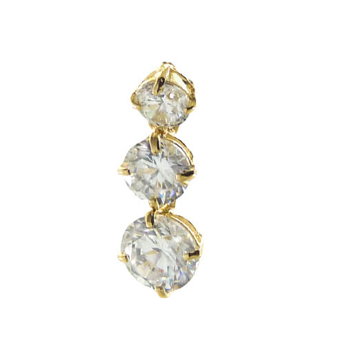 Colgante con tres circonitas de 4,5mm y 6mm. en oro de 18k