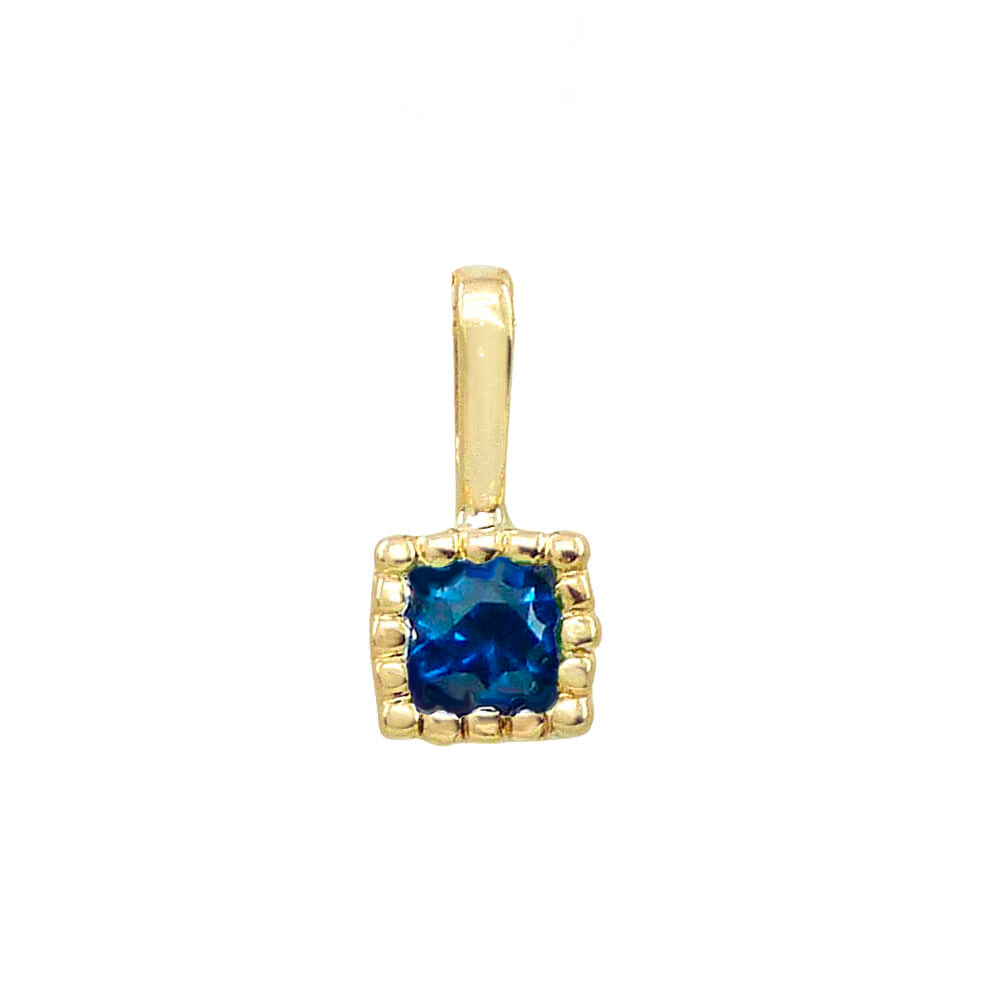 Colgante cuadrado con zafiro nano de 4,5mm. en oro de 18k