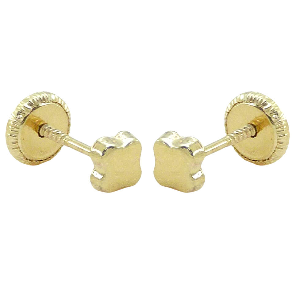 Pendientes trébol 4.5MM. oro 18k