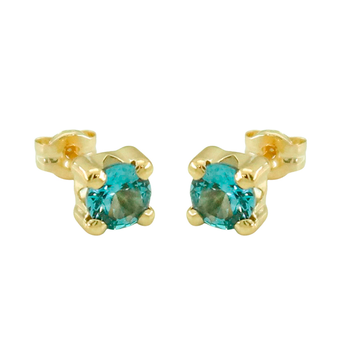 Pendientes circonita color aguamarina oro 18k