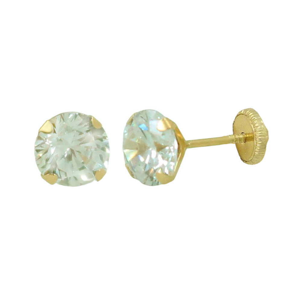 Pendientes circonita con garras 4mm. oro 18k