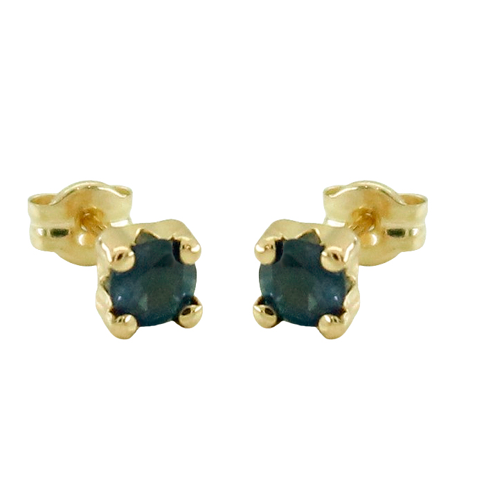 Pendientes de zafiro 4mm. garras oro 18k