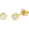 Pendientes de 4mm.chaton con diamante en oro de 18k