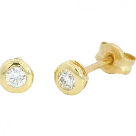 Pendientes de 4mm.chaton con diamante en oro de 18k