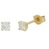 Pendientes de diamante 4mm. con garras oro 18k