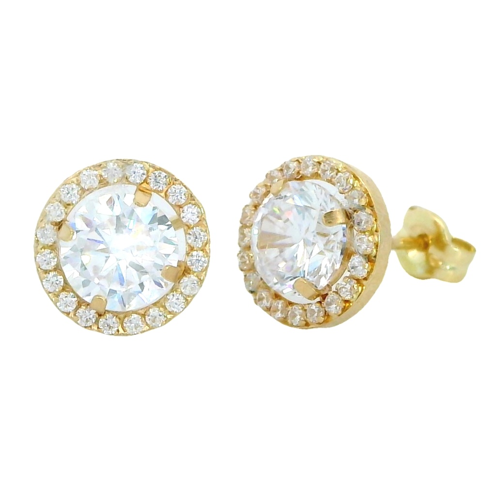 Pendientes orla circonitas en oro de 18k