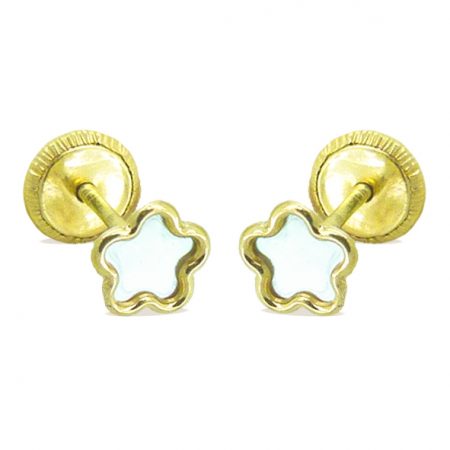 Pendientes margarita y nácar 5mm. oro 18k