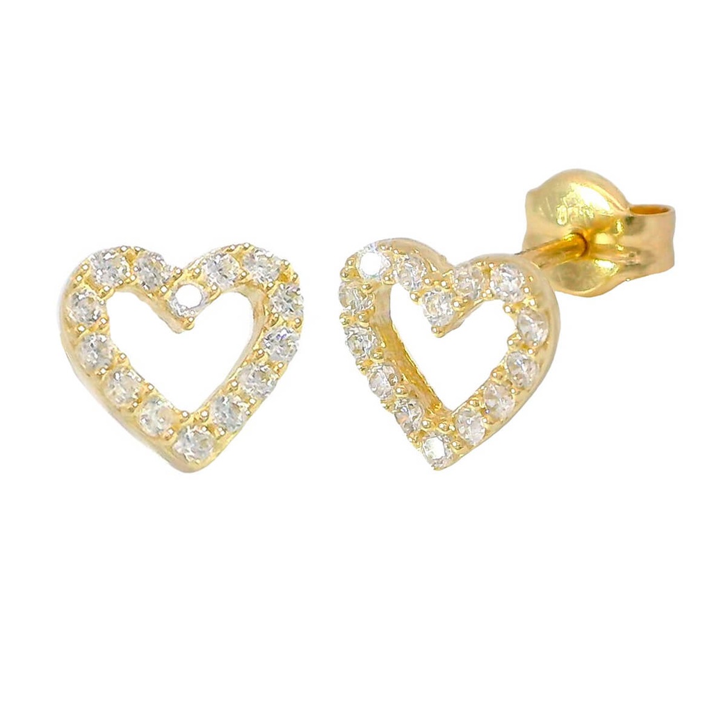 Pendientes corazon circonitas de 6.5mm.oro 18k