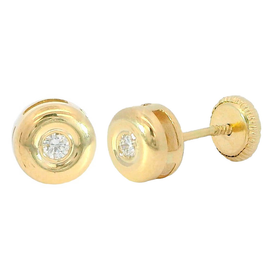 Pendientes 6mm.diamante 2MM. oro 18k