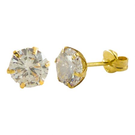 Pendientes circonita 6mm. garras oro 18k