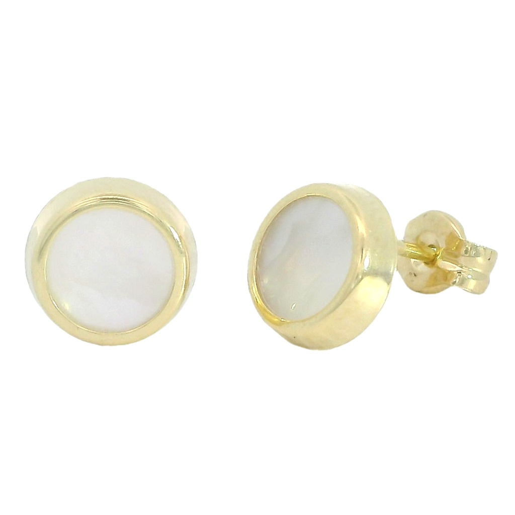 Pendientes redondos con nacar en oro de 18k