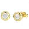 Pendientes chaton de 6mm.con diamante en oro de 18k