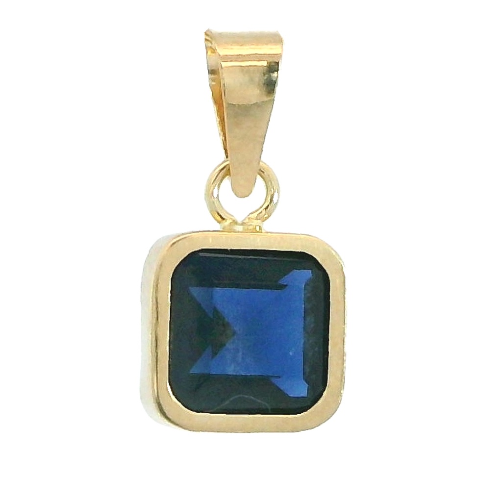 Colgante cuadrado de 6x6mm. con piedra nano en zafiro oro 18k