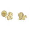 Pendientes unicornio satinado con circonita oro 18k