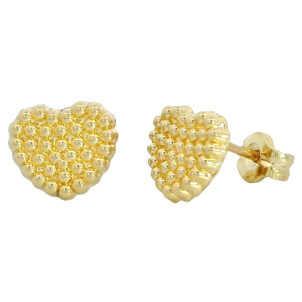 Pendientes de bolas en forma corazon oro de 18k