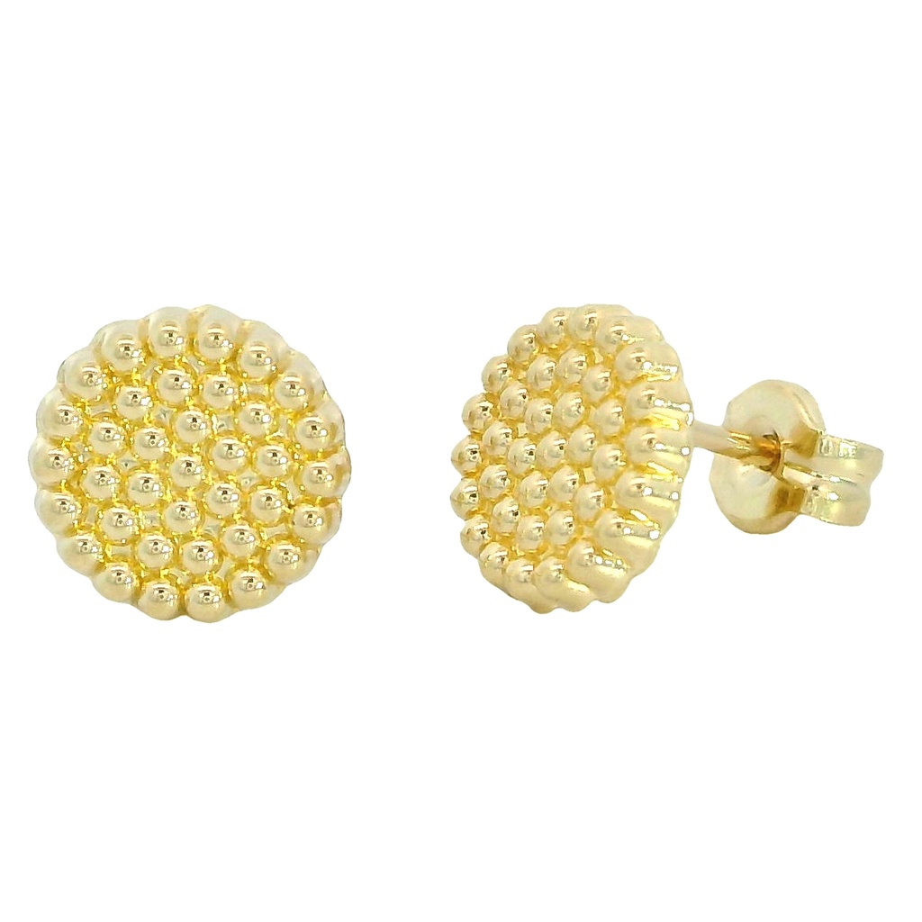 Pendientes redondos de bolitas en oro de 18k