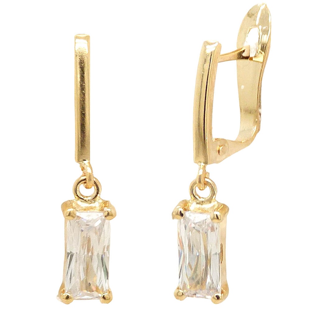 Pendientes con circonita baguette en oro de 18k