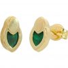 Pendientes oval con piedra verde en oro de 18k