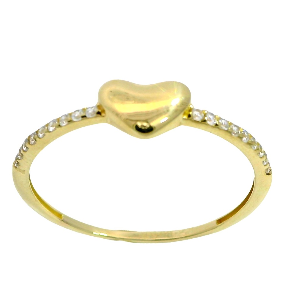 Anillo de corazon y circonitas en oro de 18k