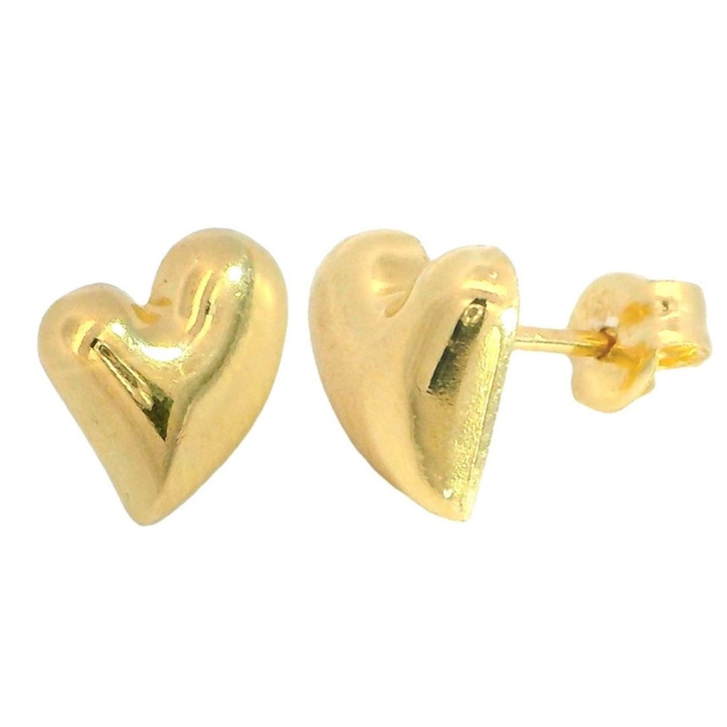 Pendientes corazon inflado de 8.5mm.en oro de 18k