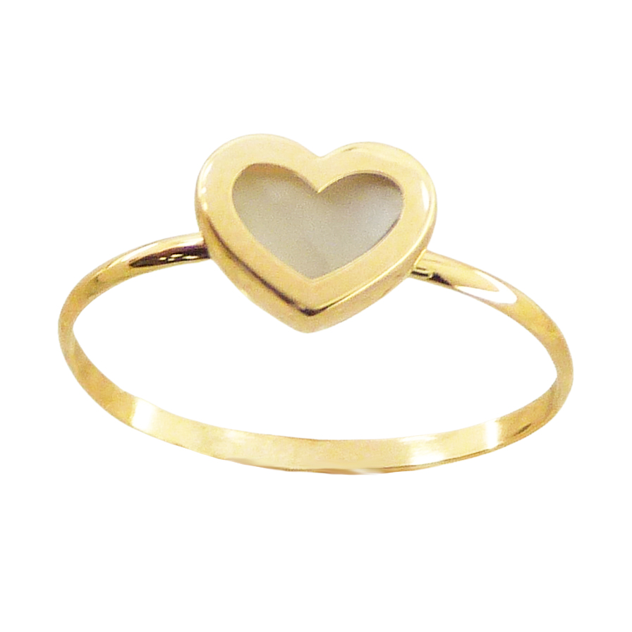 Anillo corazon con nacar en oro de 18k