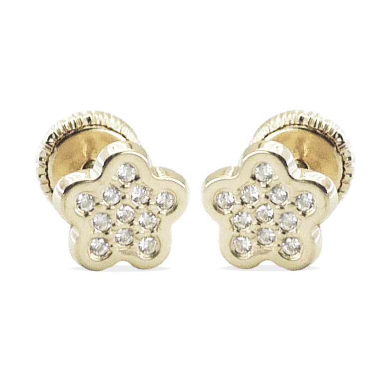 Pendientes con forma de flor en oro blanco de 18k