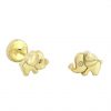 Pendientes elefante con circonita en oro 18k
