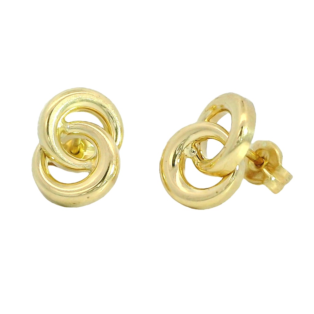 Pendientes dos aros entrelazados en oro amarillo de 18k