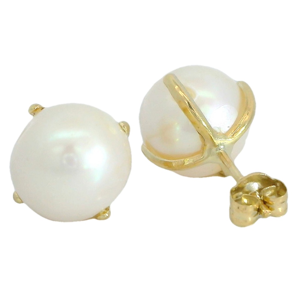 Pendientes perla cultivada 9mm.oro 18k
