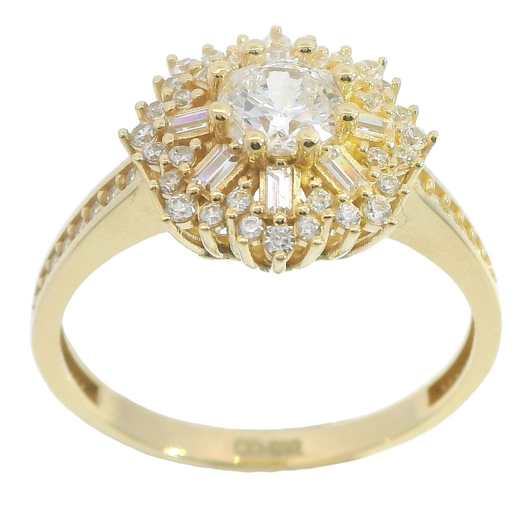 Anillo orlas piedras bagues piedra central oro 18k