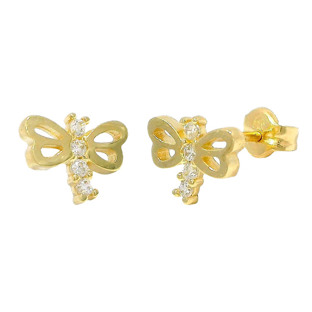 Pendientes mariposa circonitas oro de 18k