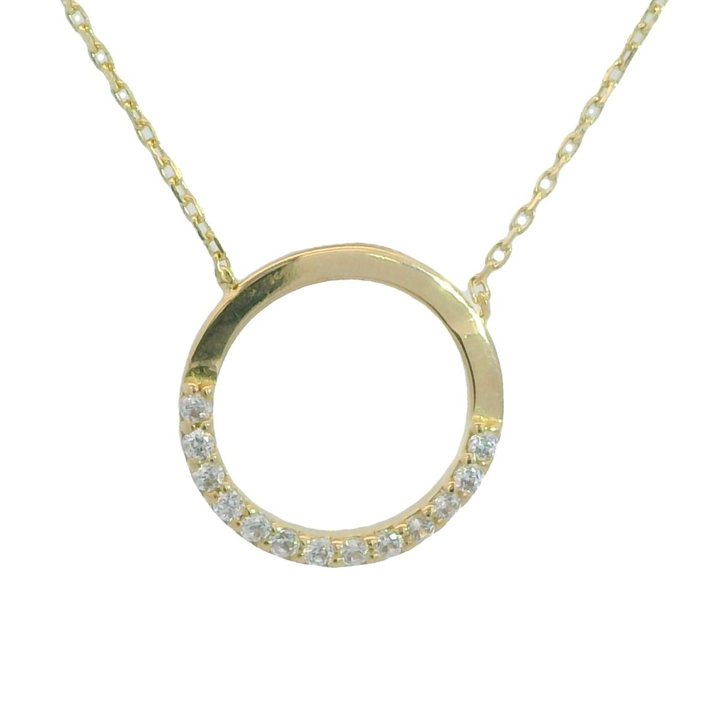 Gargantilla aro redondo y circonitas oro 18k