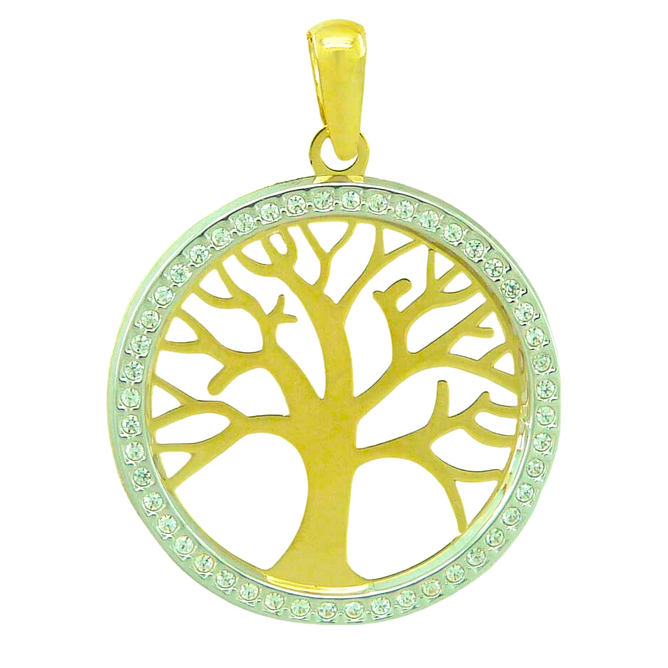 Colgante arbol de la vida 20mm. circonitas oro de 18k