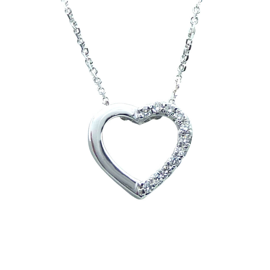 Gargantilla corazon con 11 diamantes 0.04 ct tw h-si oro blanco 18k