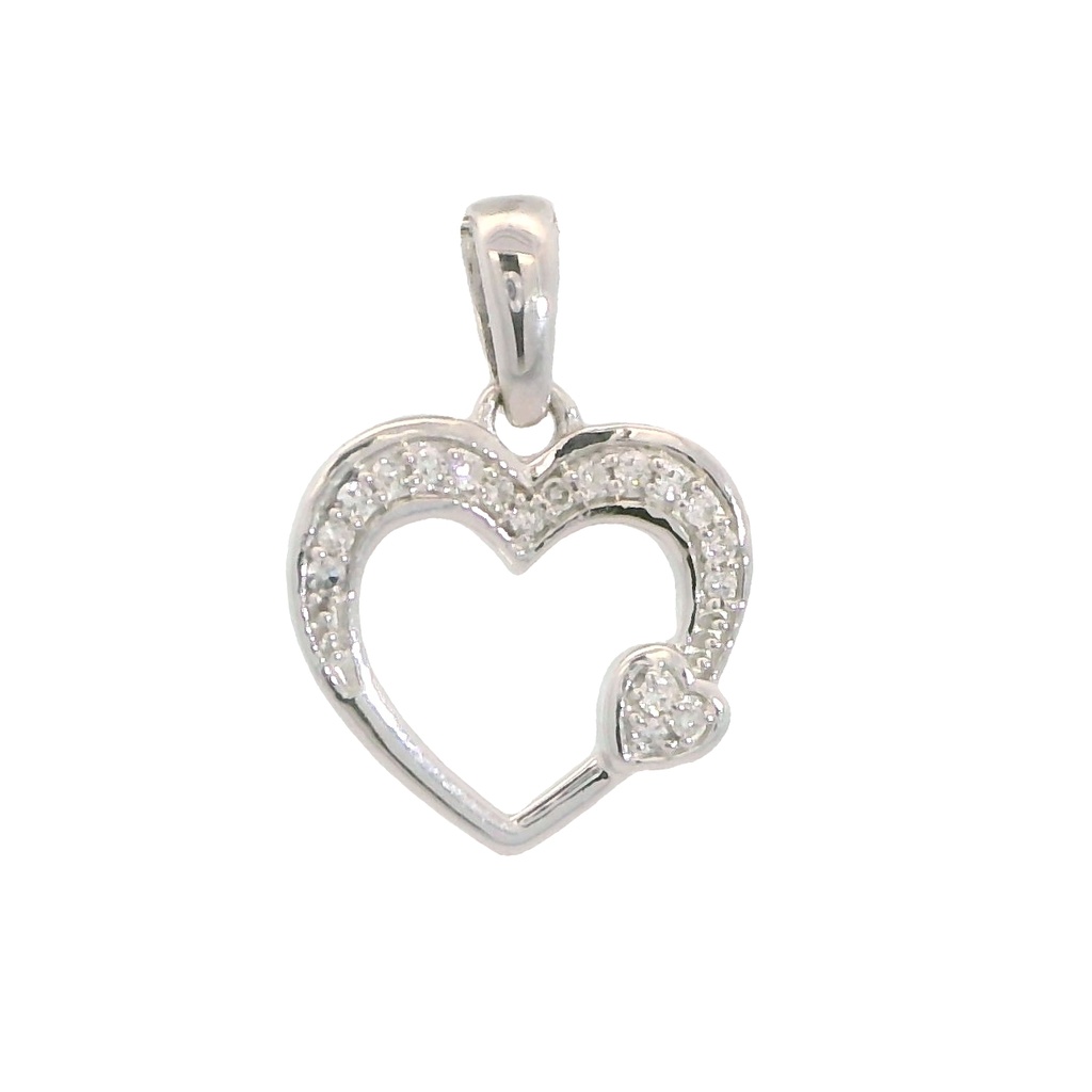 Colgante corazon 14x10mm. y diamantes oro 18k