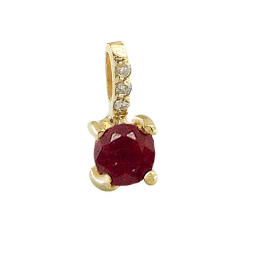 Colgante rubi 4mm.y diamantes de 1mm.h-si 0.015ct tw oro 18k
