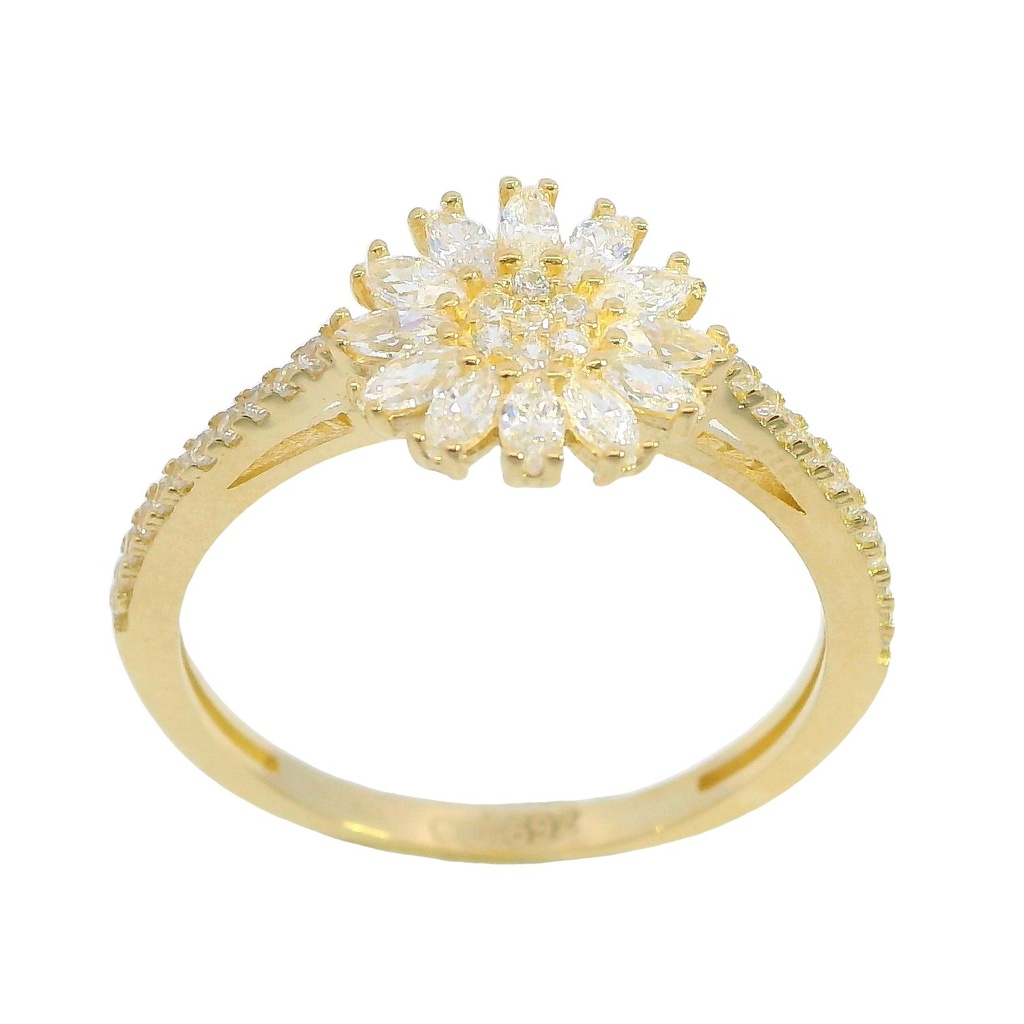 Anillo con cuajo de circonitas oro 18k