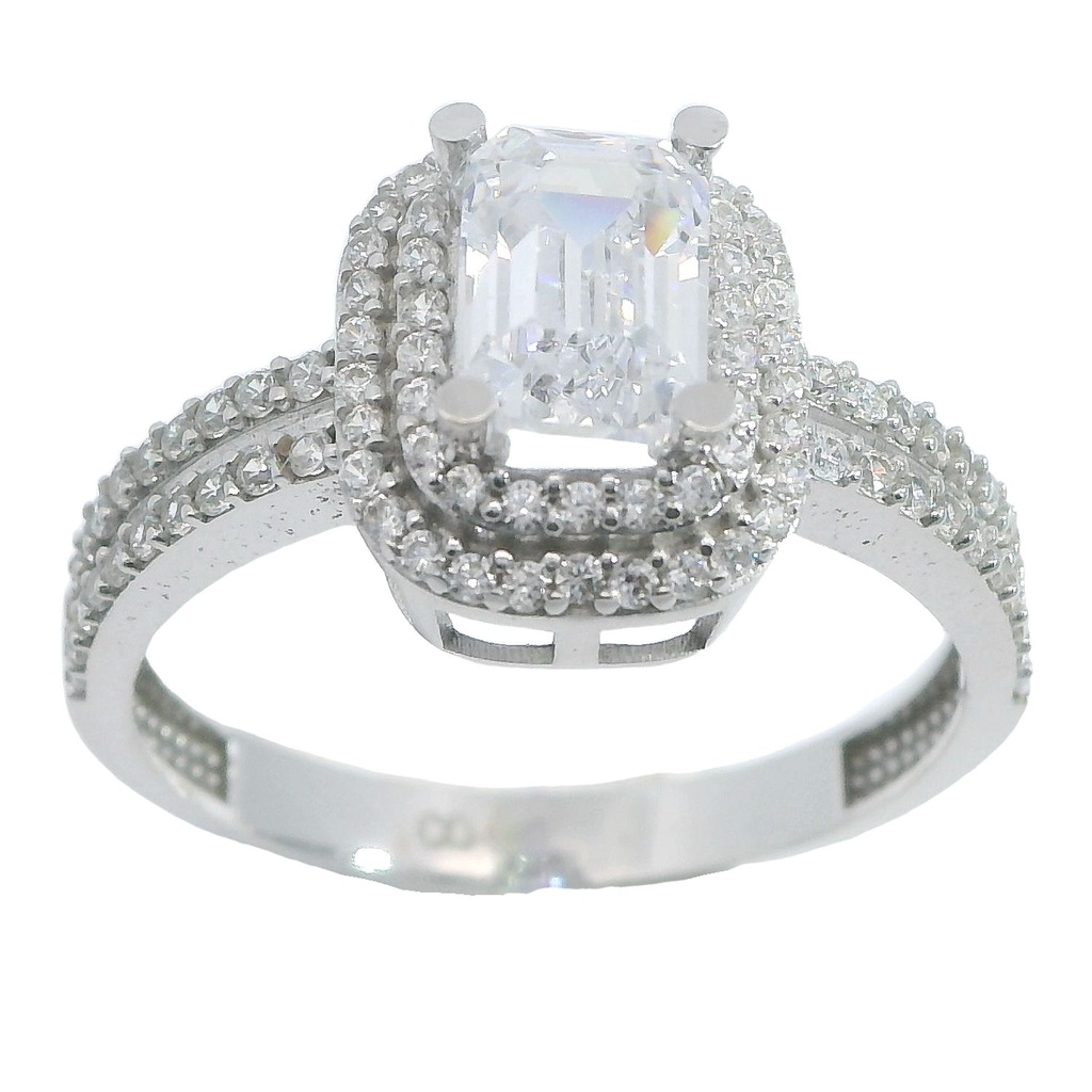 Anillo orlas con circonitas en oro blanco 18k
